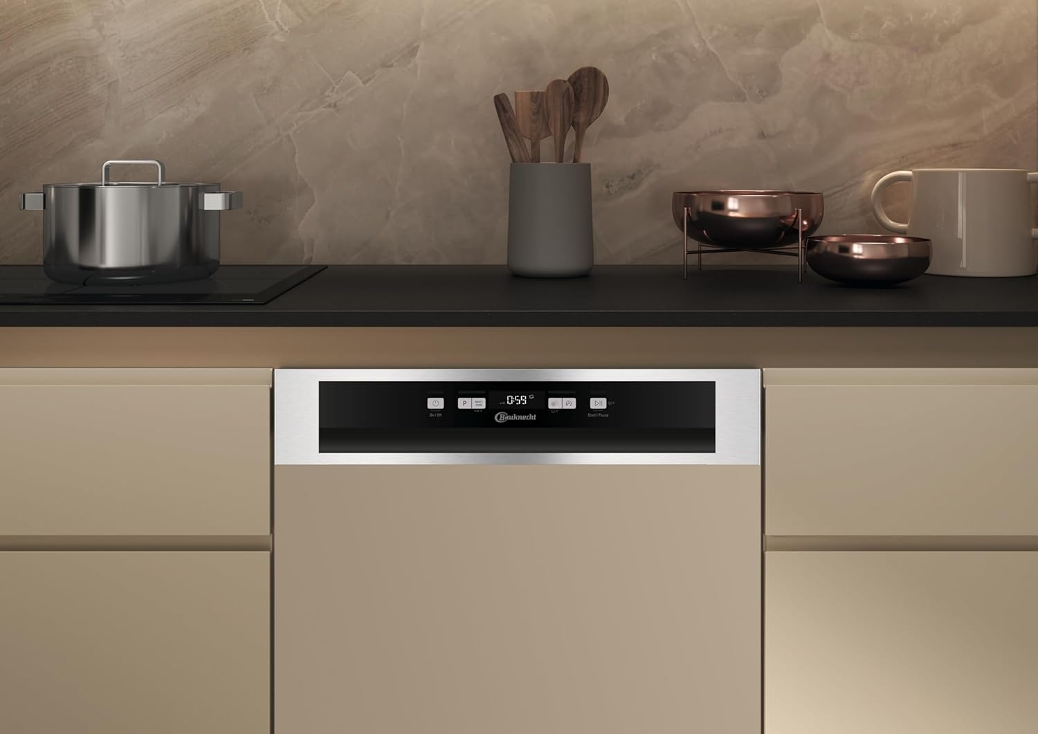Bauknecht BK4PB14BN7A0X Integrierbarer Geschirrspüler/ 60 cm/ActiveDry – automatisches Türöffnungssystem/Startzeitvorwahl/Vollwasserschutz/Rapid 50° - sauber im Handumdrehen/Option MultiZone