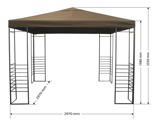 Paviljoenontwerp, 3x3x2,55 m, polyester, roodbruin
