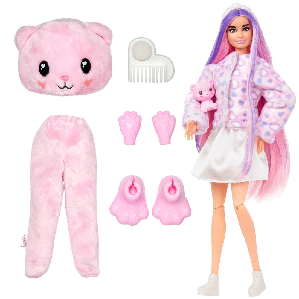 Barbie Cutie Reveal Puppe mit Teddy-Plüschkostüm und 10 Überraschungen