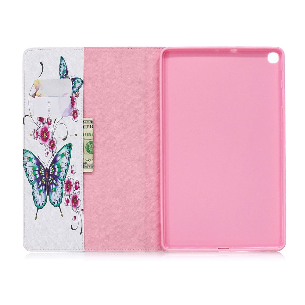 Samsung Galaxy Tab A 10.1 (2019) Leder Tasche mit Kartenfächern - Schmetterlinge