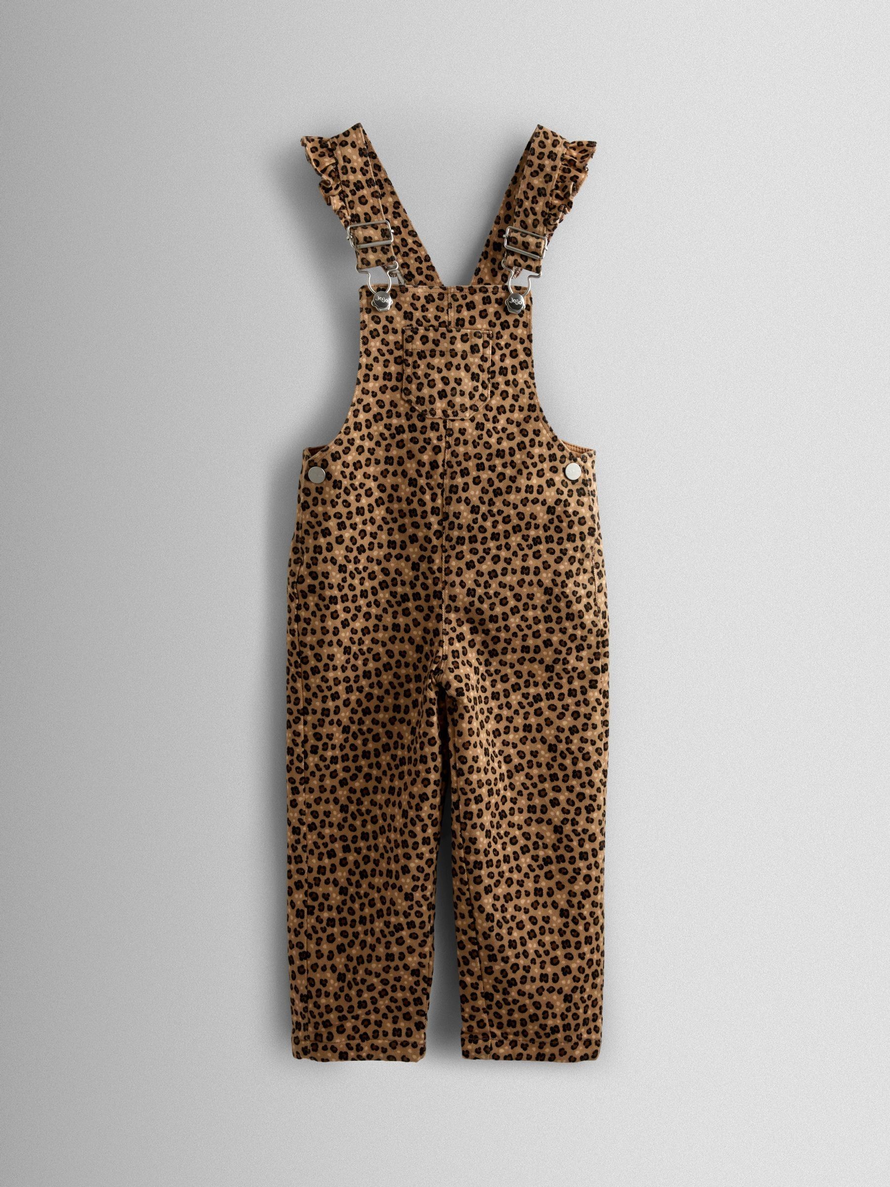JoJo Maman Bébé Leopard Print Dungaree & T-Shirt Set