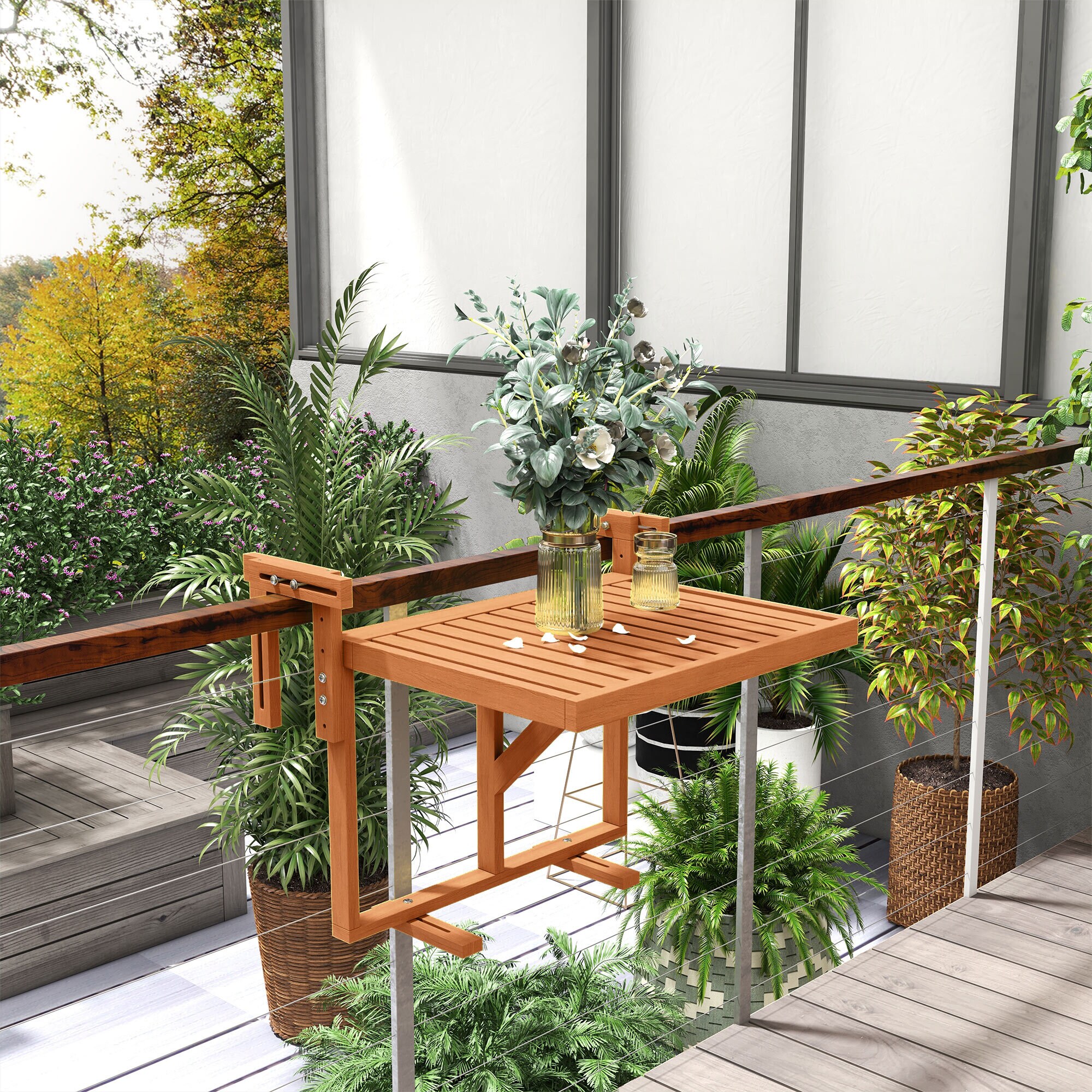 Outsunny Hängetisch mit 4 verstellbaren Positionen natur 68L x 65B x 55H cm