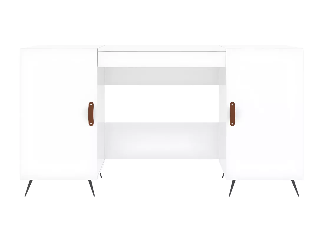 Bureau Blanc brillant 140x50x75 cm Bois d'ingénierie