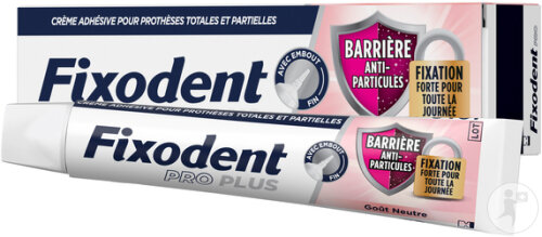 Fixodent Pro Plus Crème Adhésive Barrière Anti-Particules Gôut Neutre Tube 40g