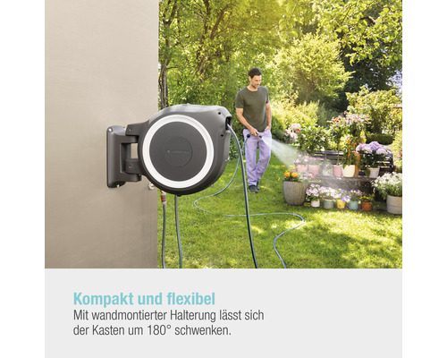 GARDENA RollUp M/L wandslangbox inclusief 25 m slang, 180° draaibaar en RollControl-technologie