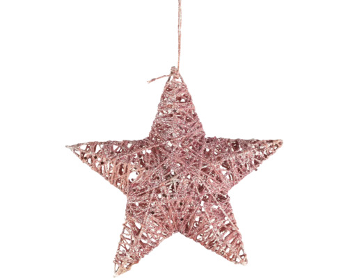 Kerstdecoratie hanger glitter roze