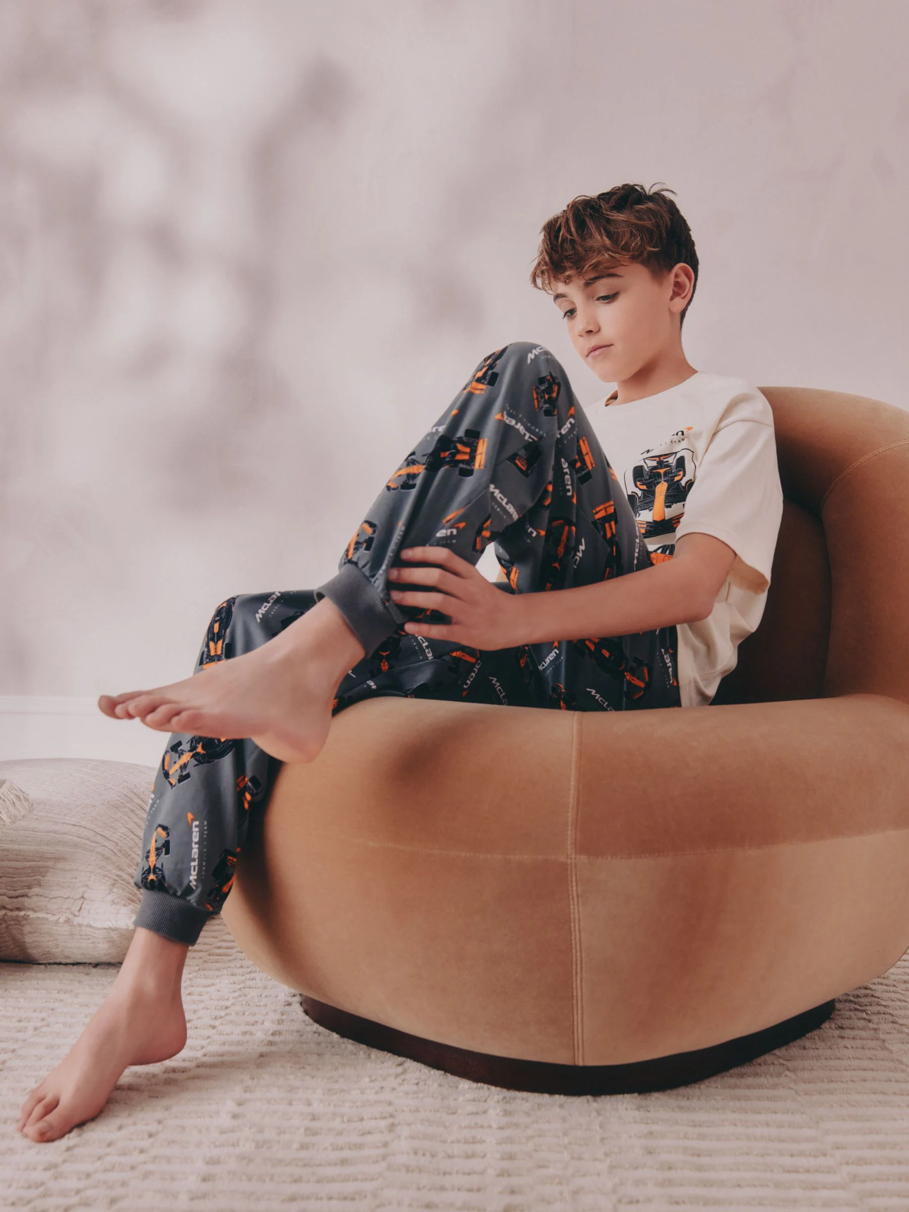 Zwart/crème McLaren - Enkele licentie 100% katoenen pyjama's (3-16jaar)