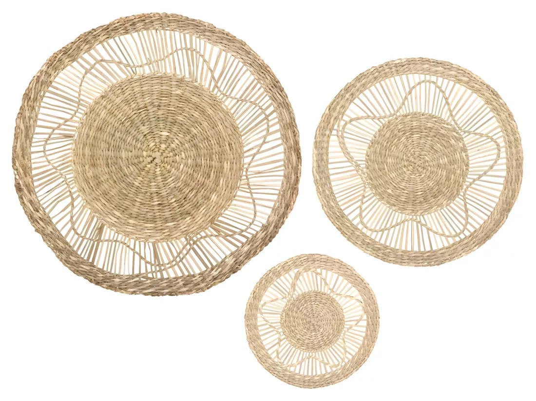 Set de 3 Décorations murales en Seagrass D 38 - 28 et 18 cm