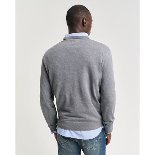 GANT Basic Crewneck Sweater, Dark Grey Melange, XXL
