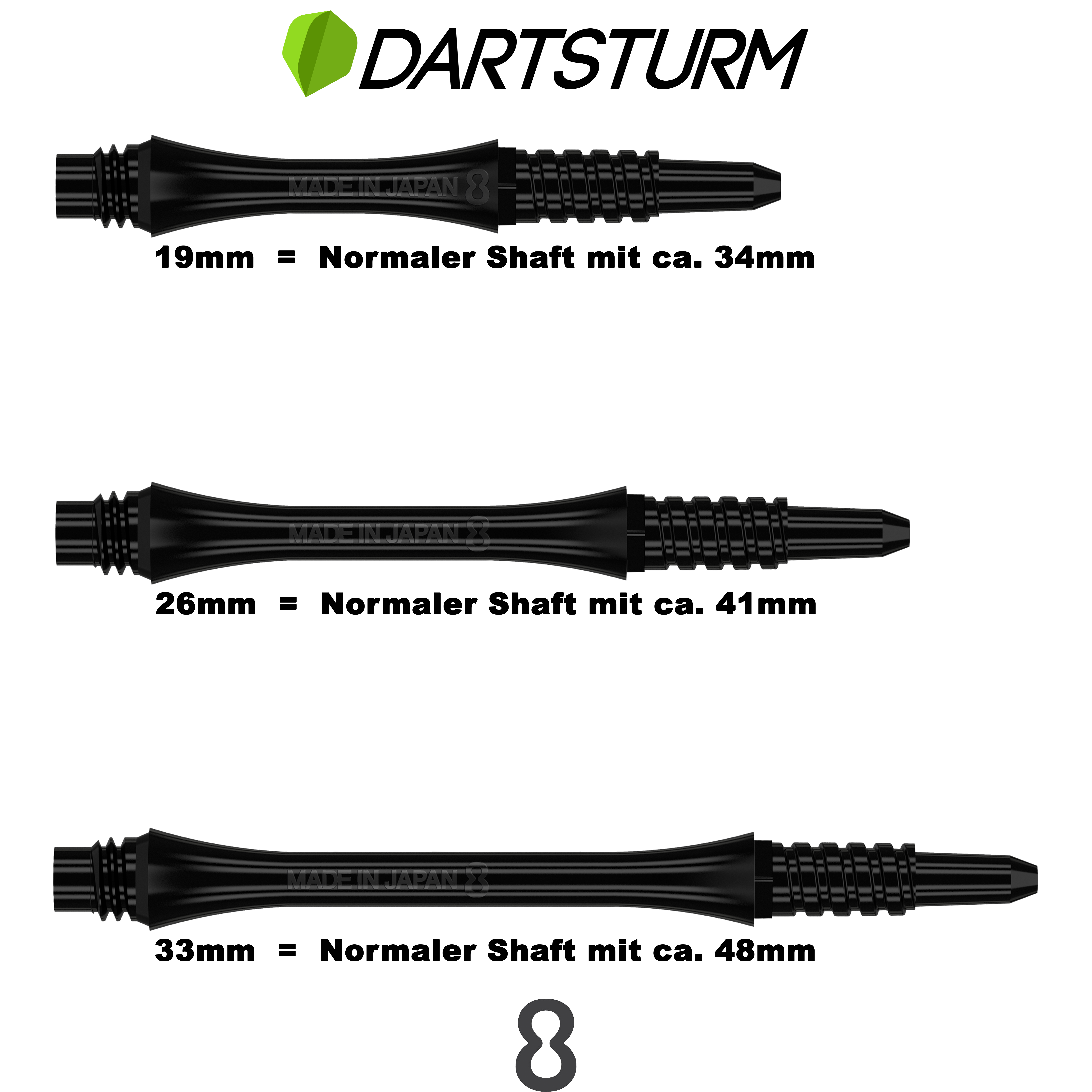 8 Flight - Slim Fixed Shaft - Schwarz