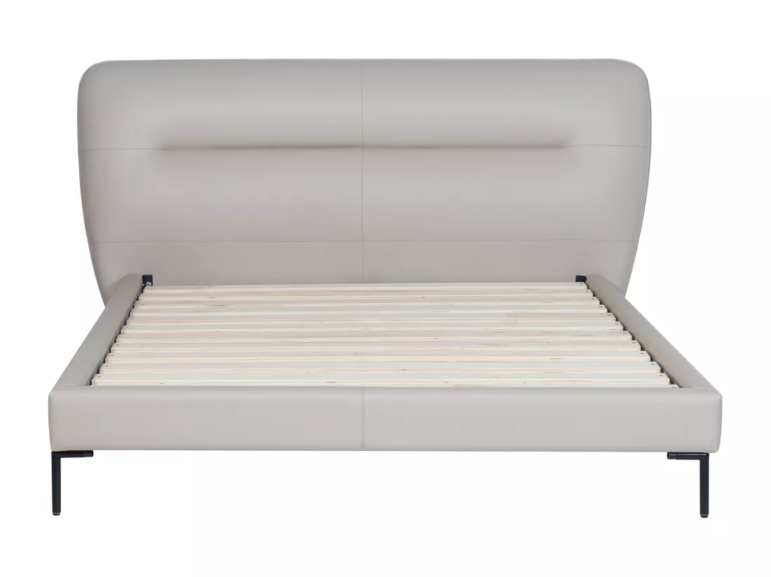 Lit 160 x 200 cm - Cuir - Taupe - JODALA
