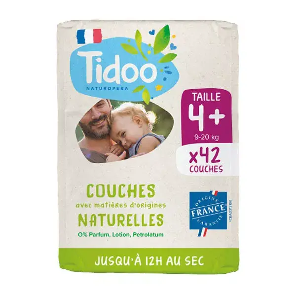 Fralda Tidoo com selo ecológico, tamanho 4+ (9-20kg)
