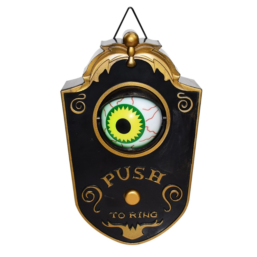 Halloween Dekoration Türklingel Party Accessoire mit Auge (Batteriebetrieben) - Schwarz / Gold