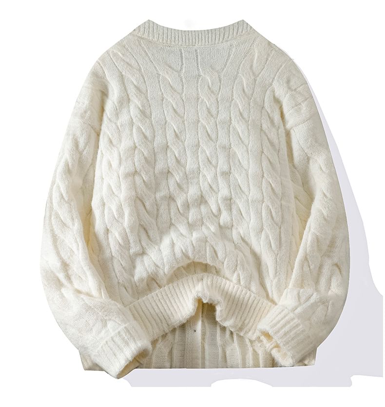 Dandyluxe - Effen kabelgebreid vest met ronde hals en knoopjes
