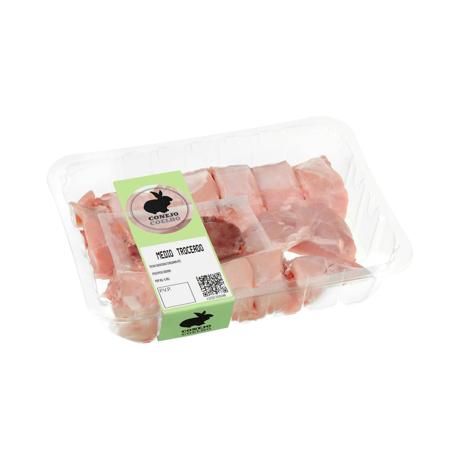 Un demi-lapin coupé en morceaux