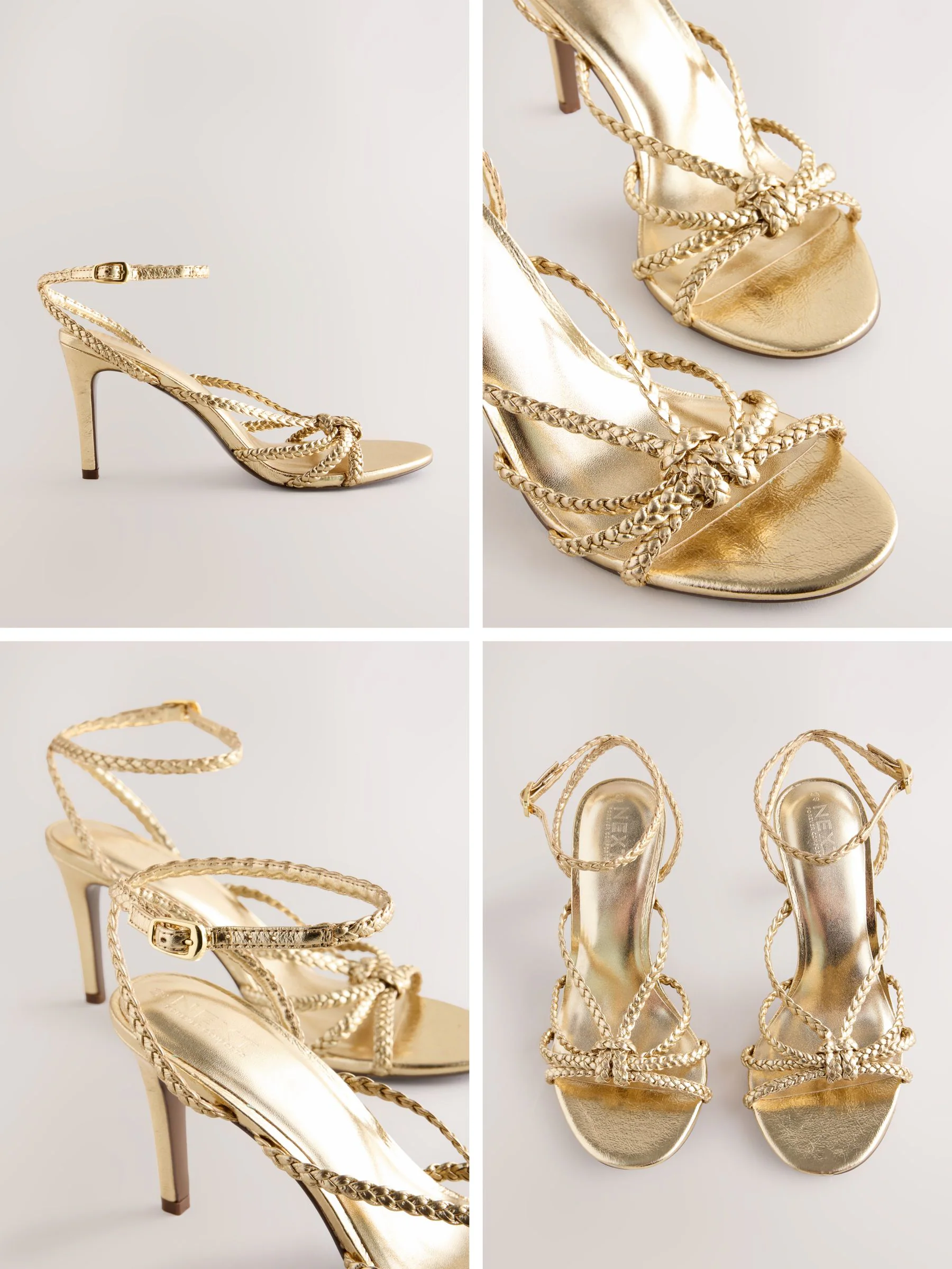 Goud - Plaited Strappy Heeled Sandals
