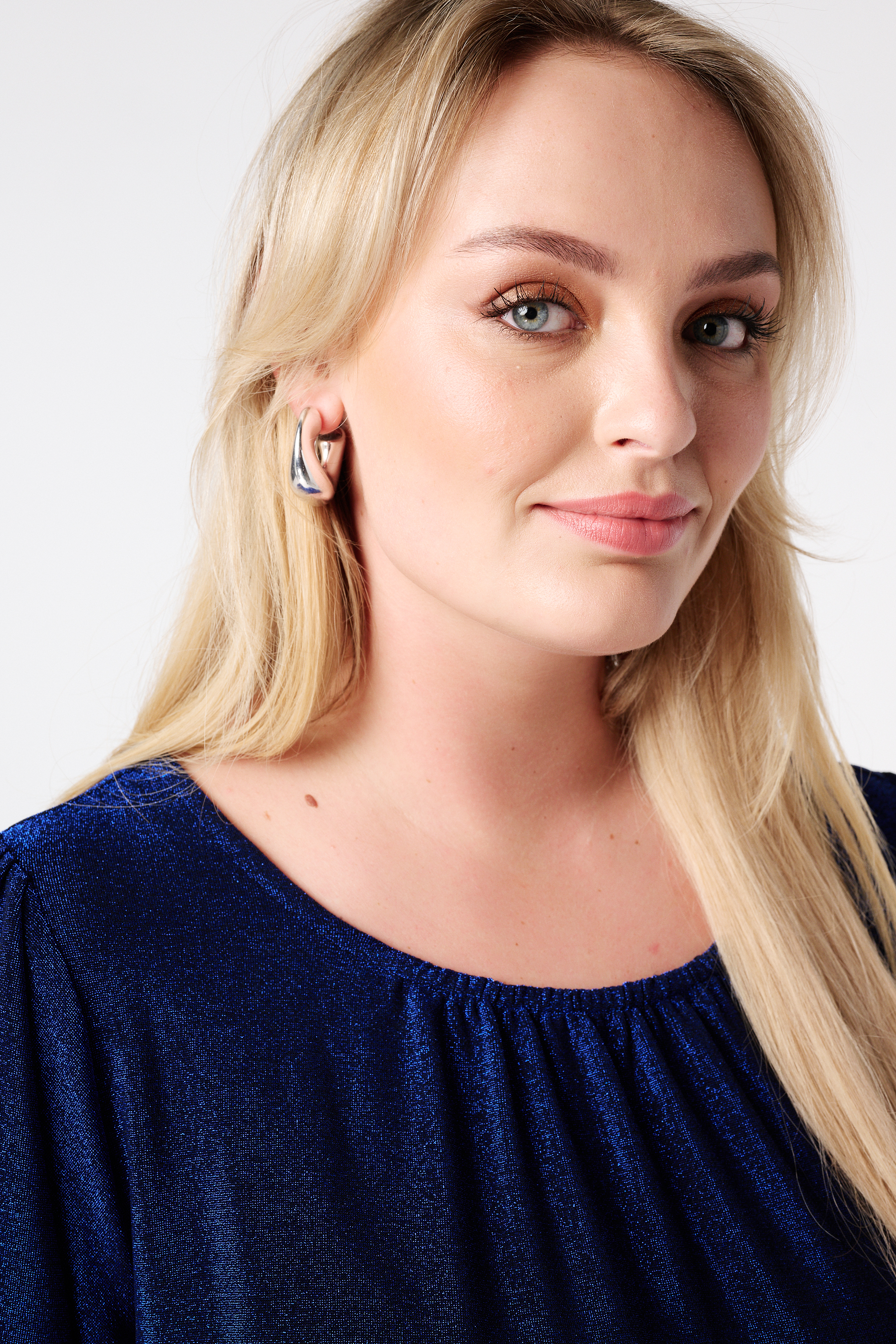 Top met flared mouwen en lurex Kobalt blauw