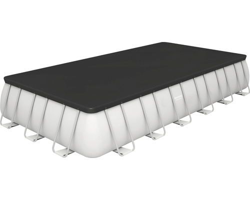 Opbouwzwembadset Bestway Power Steel™ rechthoekig 732x366x132 cm incl. zandfiltersysteem, ladder & afdekking grijs