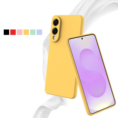 Samsung Galaxy S25 Edge Silikon Case Hülle mit Kameraschutz   Trageschlaufe - Gelb
