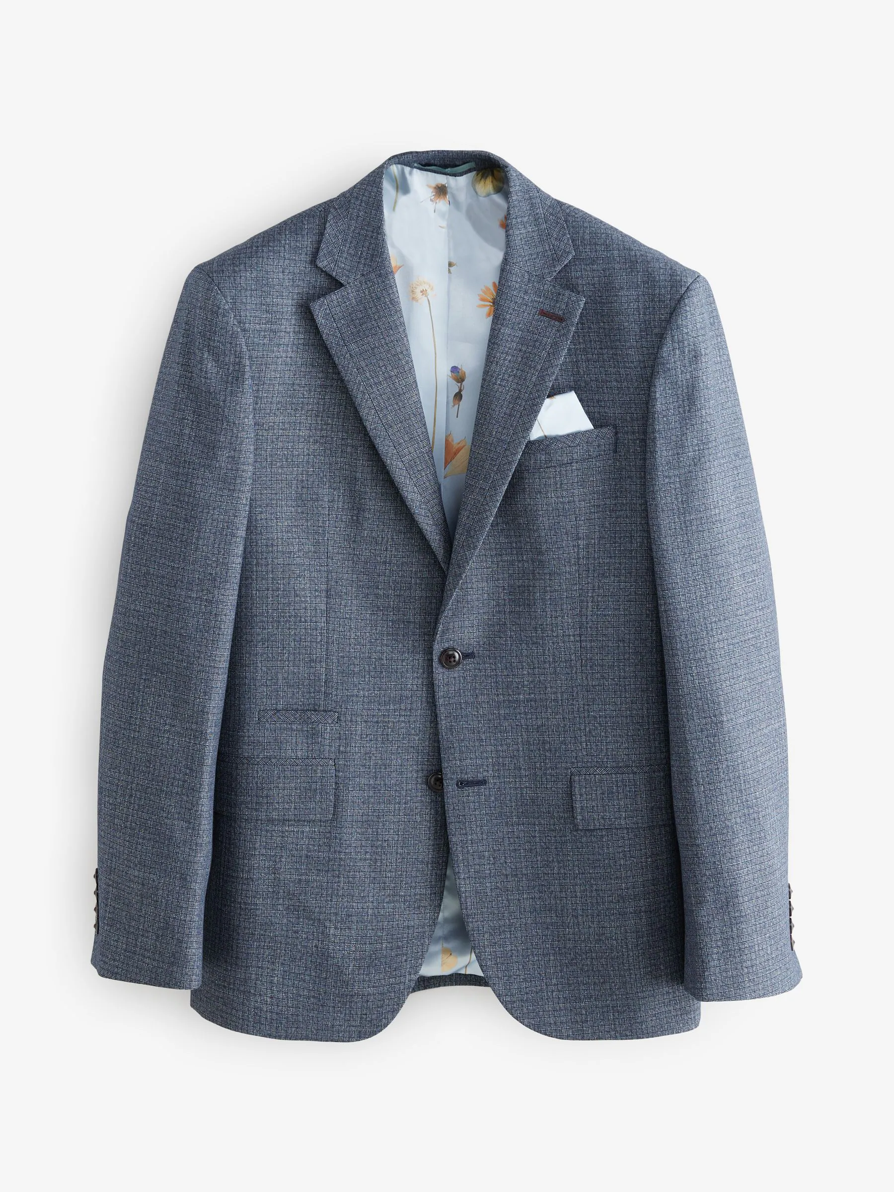 Blauw - Regular Fit Trimmed Textured Suit Jacket