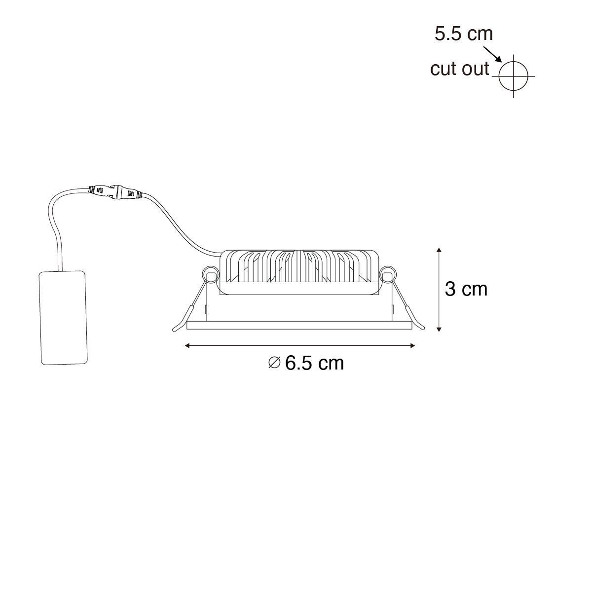 Inbouwspot wit kantelbaar 6,5cm incl. LED IP54 ultra slim - Pupil