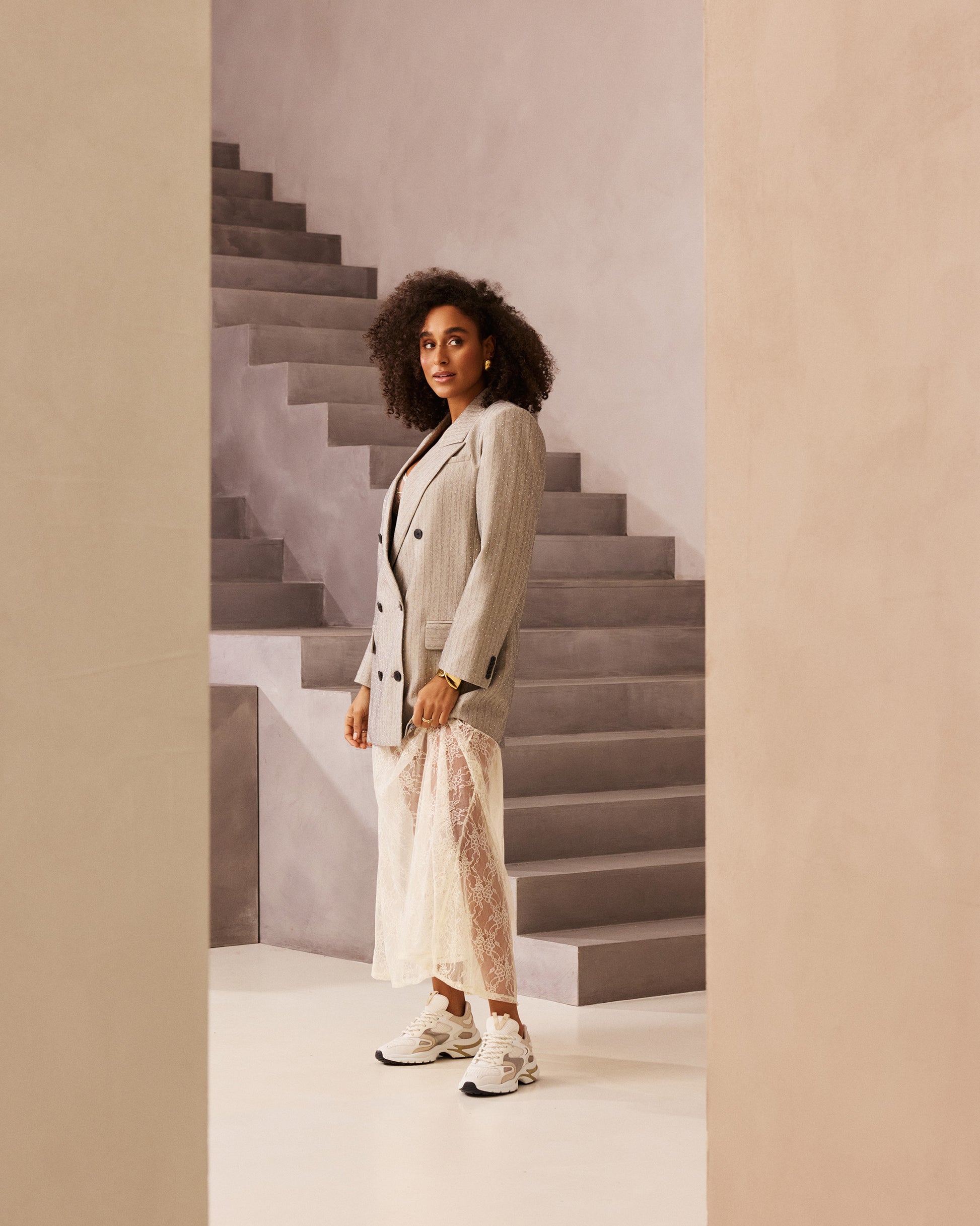 VIA VAI beige dames sneakers Vesper Due
