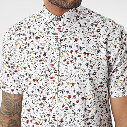 Chemise Manches Courtes Blanc Floral