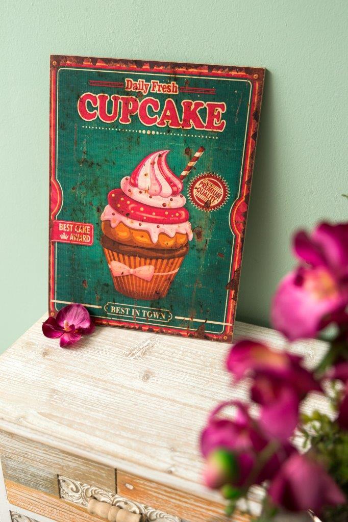 Holzschild CUPCAKE II - bunt - 30x40 cm
