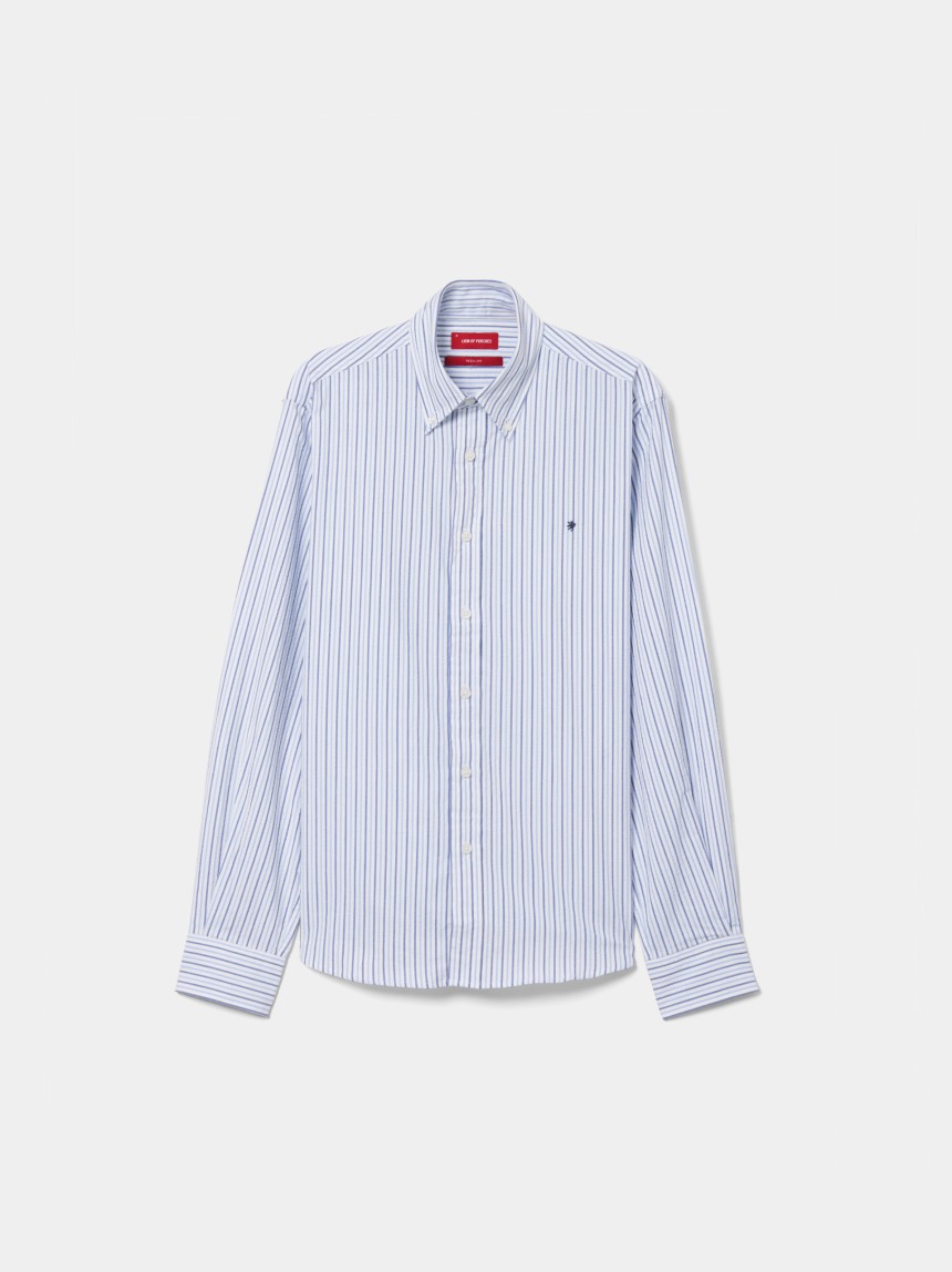 Camisa às riscas em algodão