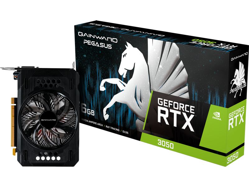 Gainward Grafikkarte GeForce RTX 3050 Pegasus 6 GB Gamer-Grafikkarte mit 6 GB GDDR6-Speicher, ermöglicht Auflösungen bis zu 8k
