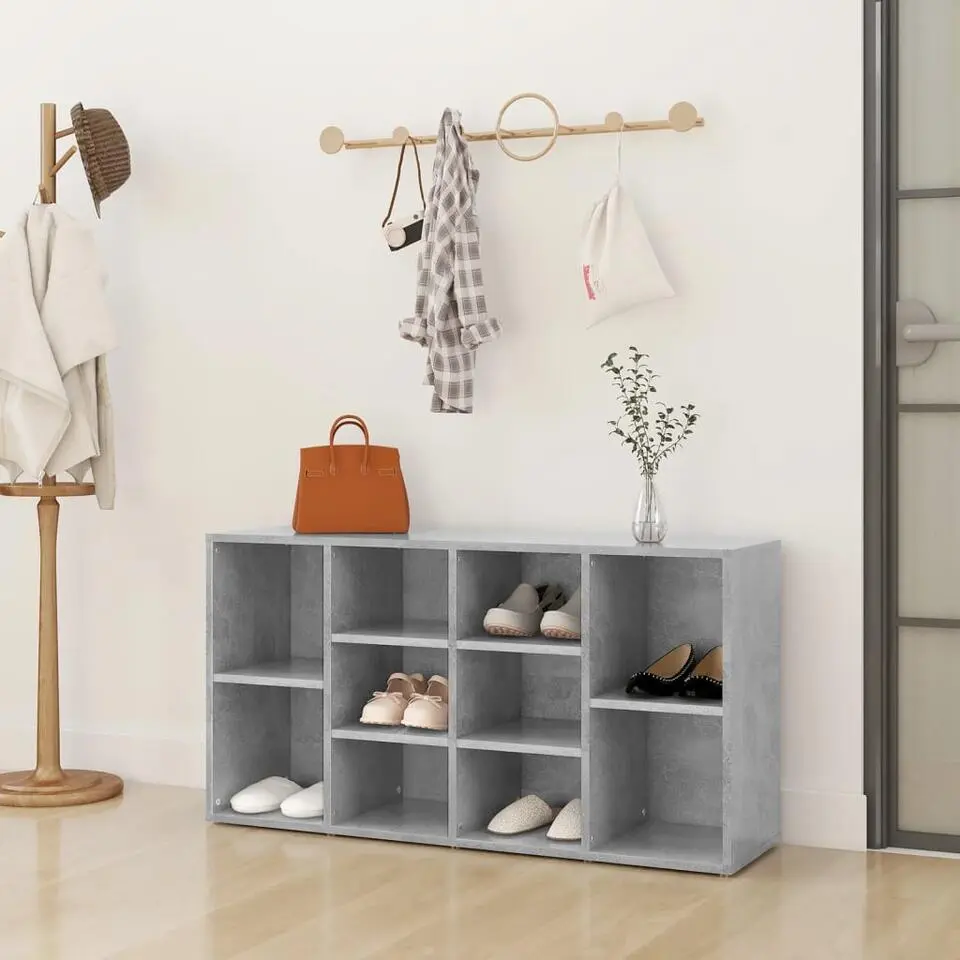 vidaXL - Schoenenbank - Grijs - Bewerkt hout - 103x30x55 cm
