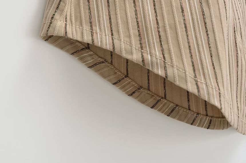 Faiar - Set: Gestreept overhemd met lange mouwen en knoopjes, slim fit + stropdas