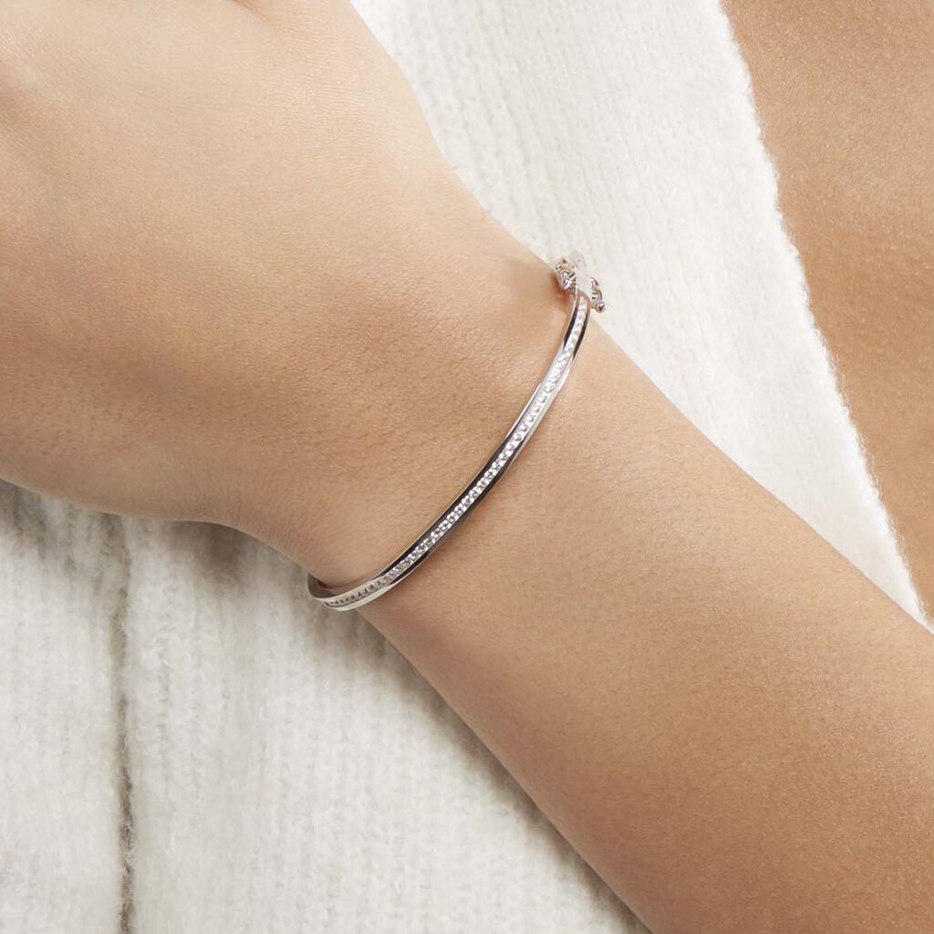 Bracelet Jonc Laurianne Argent Blanc Oxyde De Zirconium