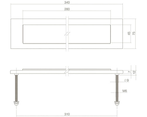 Intersteel rechthoekige brievenbus, BxH 340/75 mm, matzwart met klep