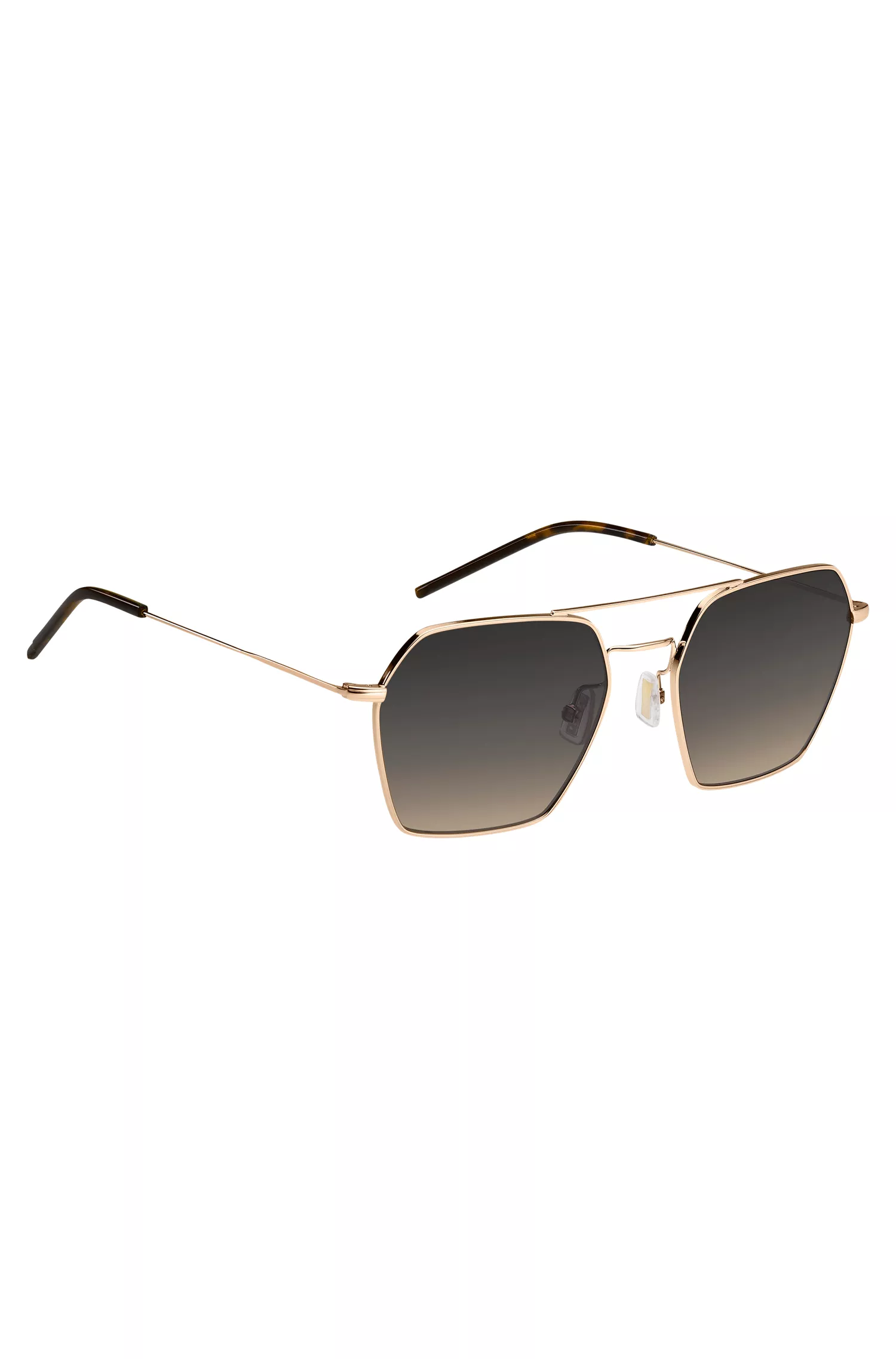 Óculos de sol BOSS Black-Steel com ponte dupla.