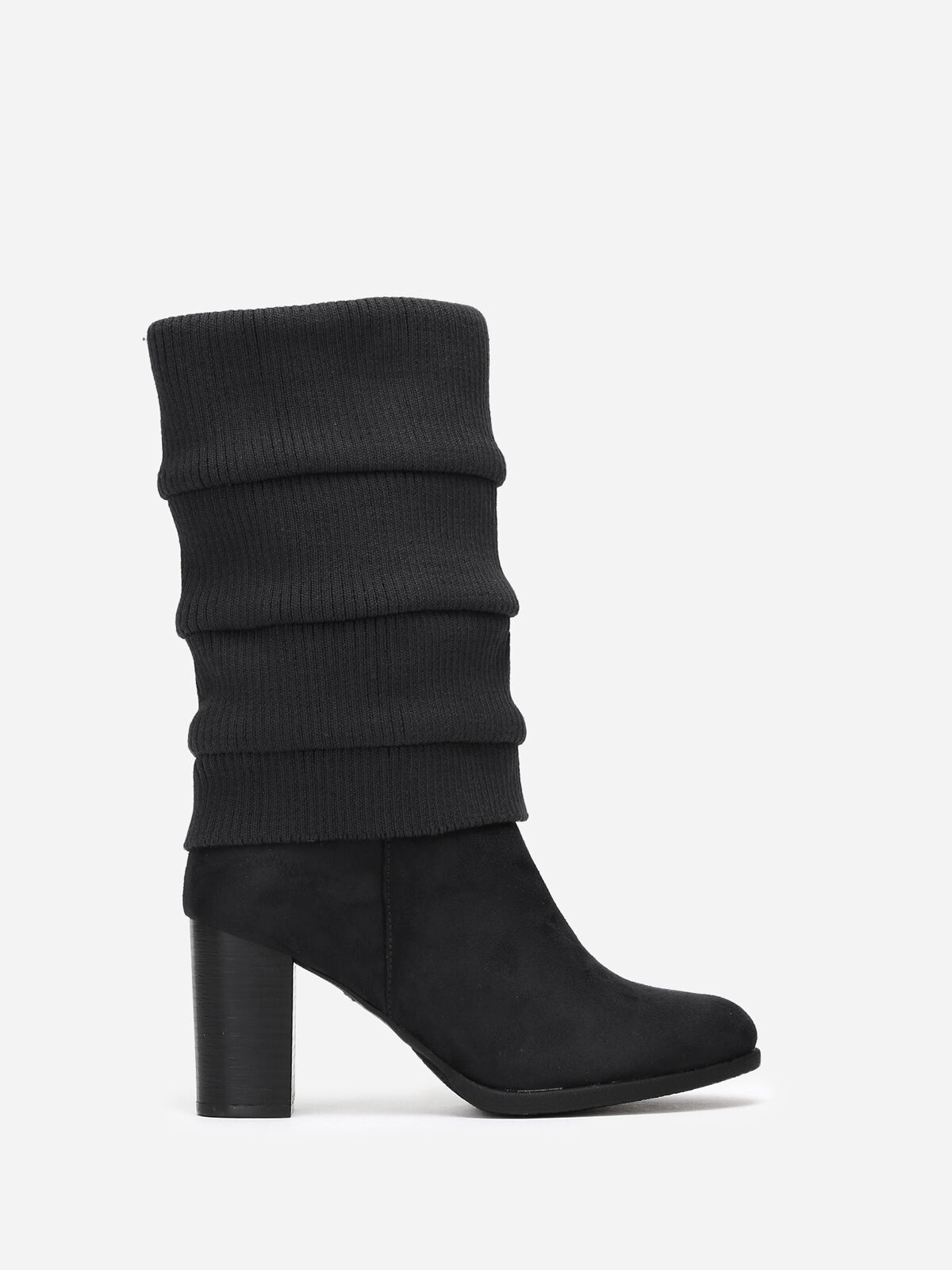 Bottes effet chaussettes plissées- Noir