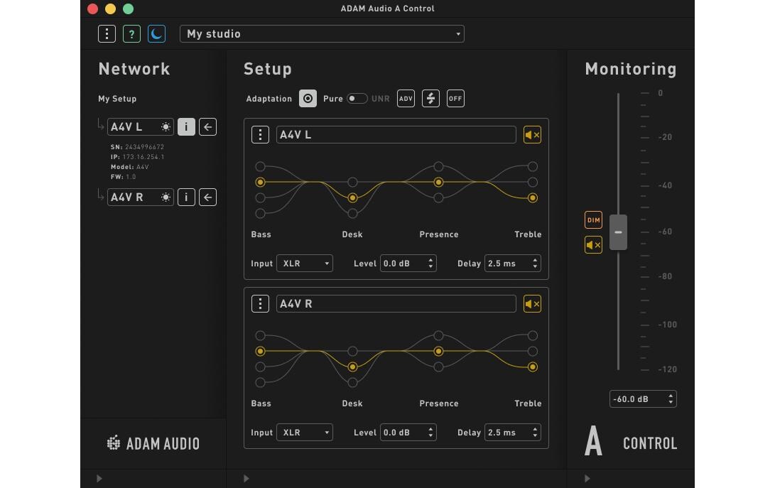 Studiomonitor A4 V Schwarz<br>Aktiver 2-Wege Lautsprecher mit DSP