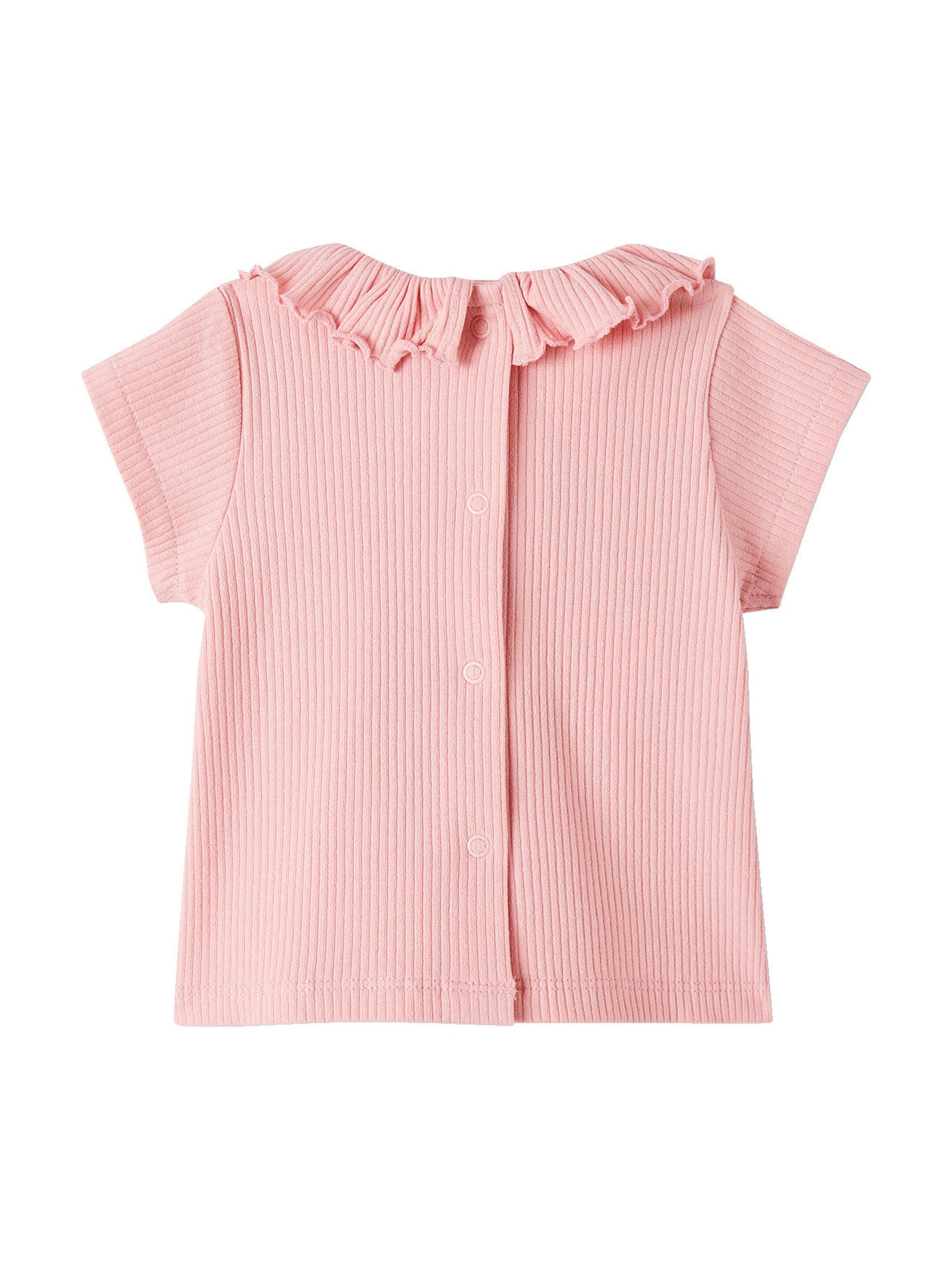 Vertbaudet Mädchen Baby T-Shirt mit Zierkragen rosa