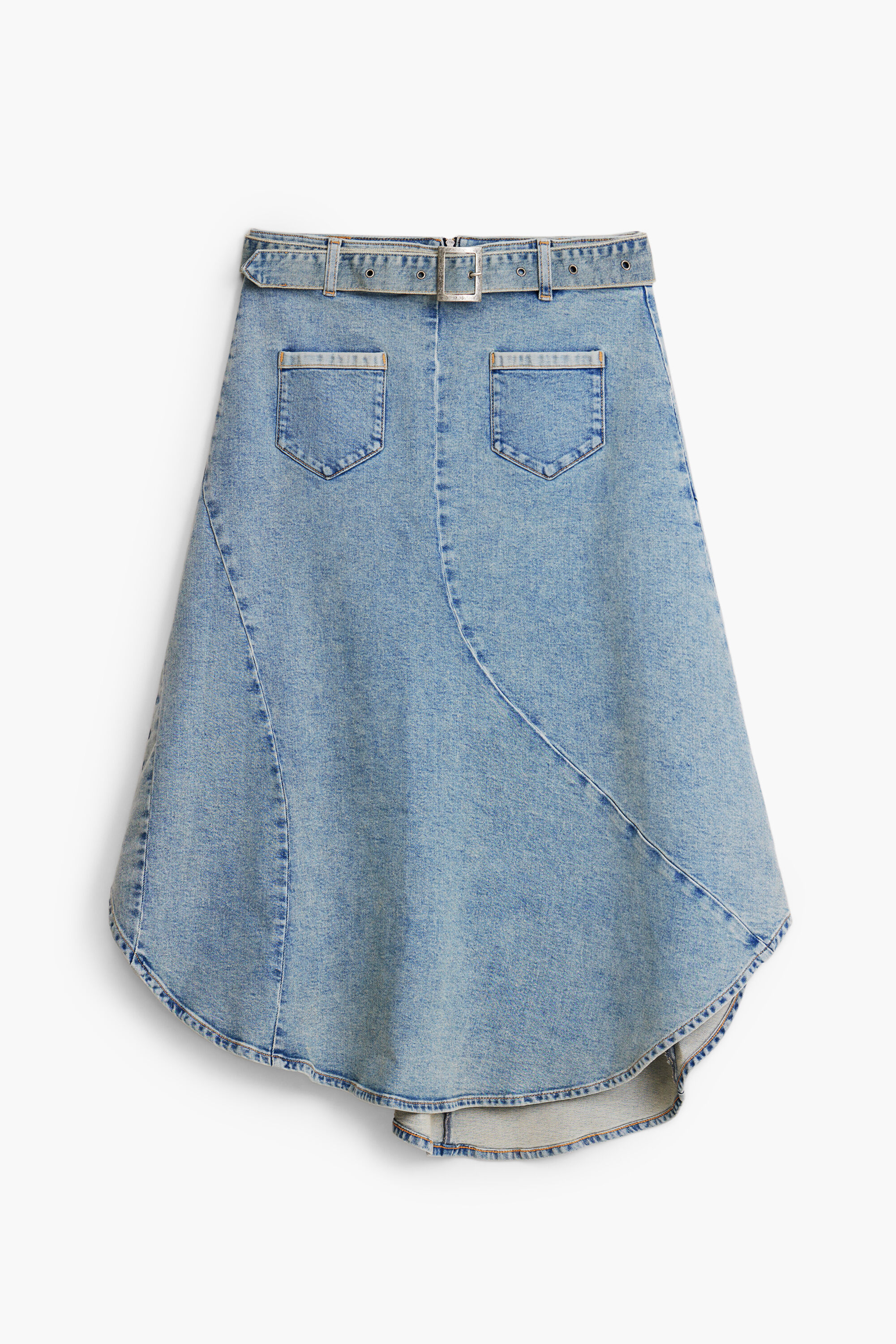 Saia jeans assimétrica