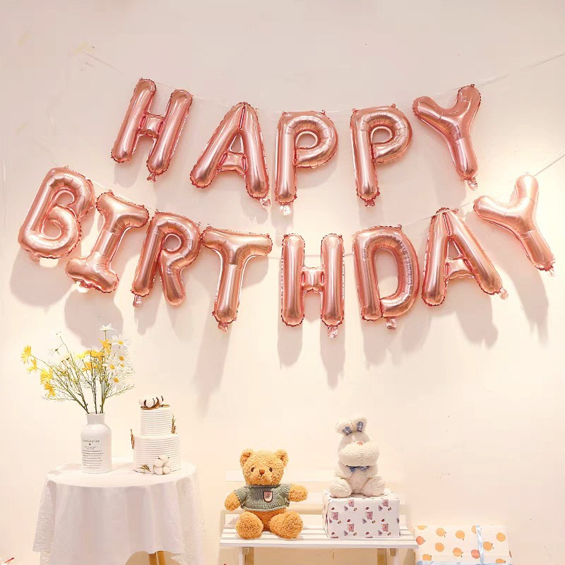 (40cm) Happy Birthday Ballon Girlande Party Dekoration Accessoires Luftballons - Roségold