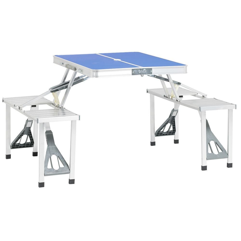 Table valise pliante avec sièges bleu