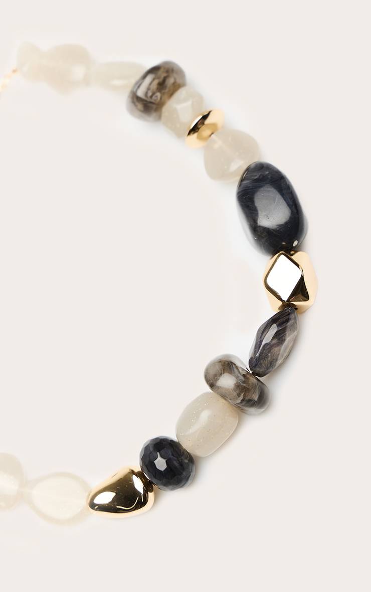 Multicolore Collier Perlé Abstrait Aux Tons De Résine Fumée