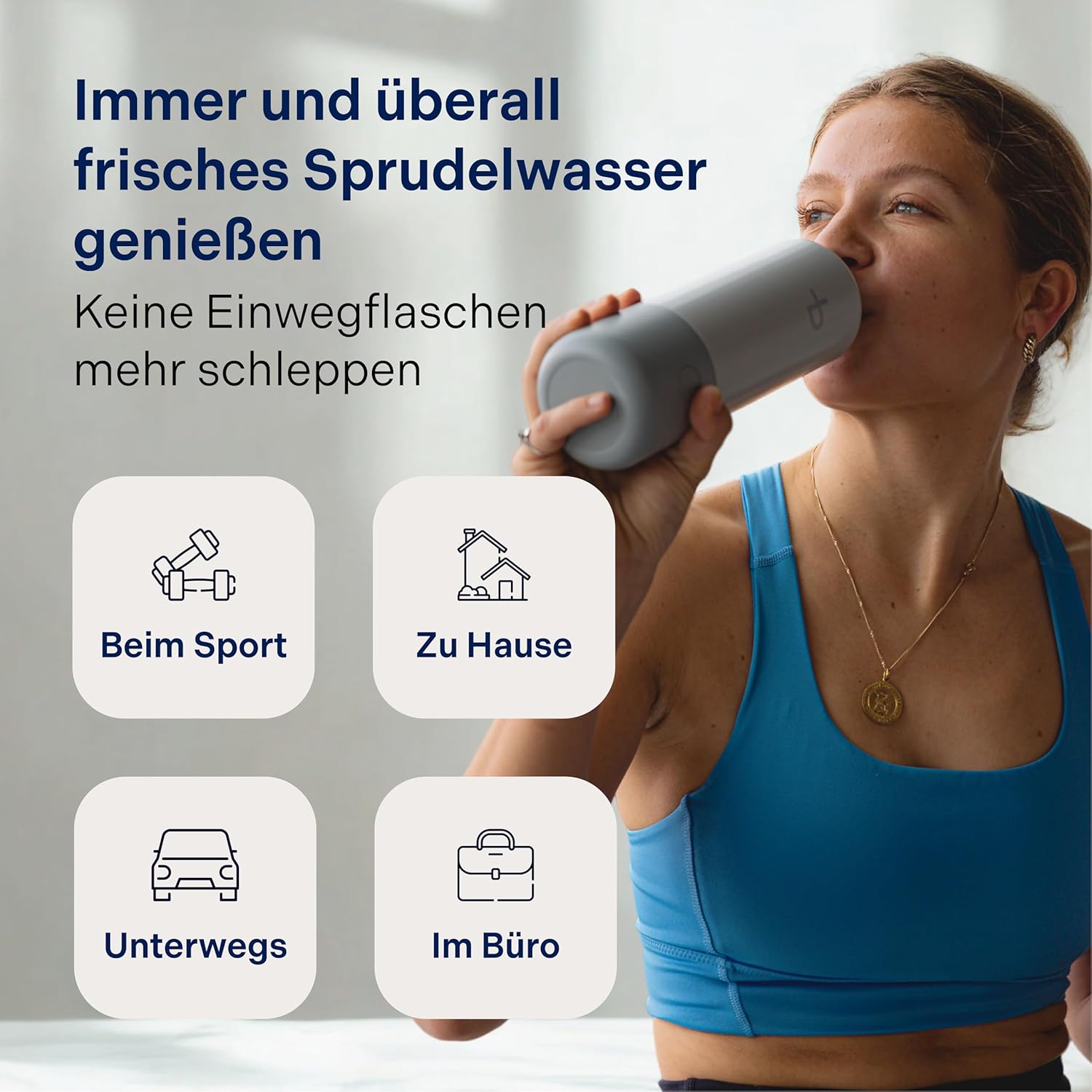 100% Plastikfreier Wassersprudler To Go - bis zu 6L Sprudelwasser Unterwegs - Spark Set Sprudler Auffüllstation + 600ml Metalflasche Carbonator - CO2 Zylinder nicht Inkl