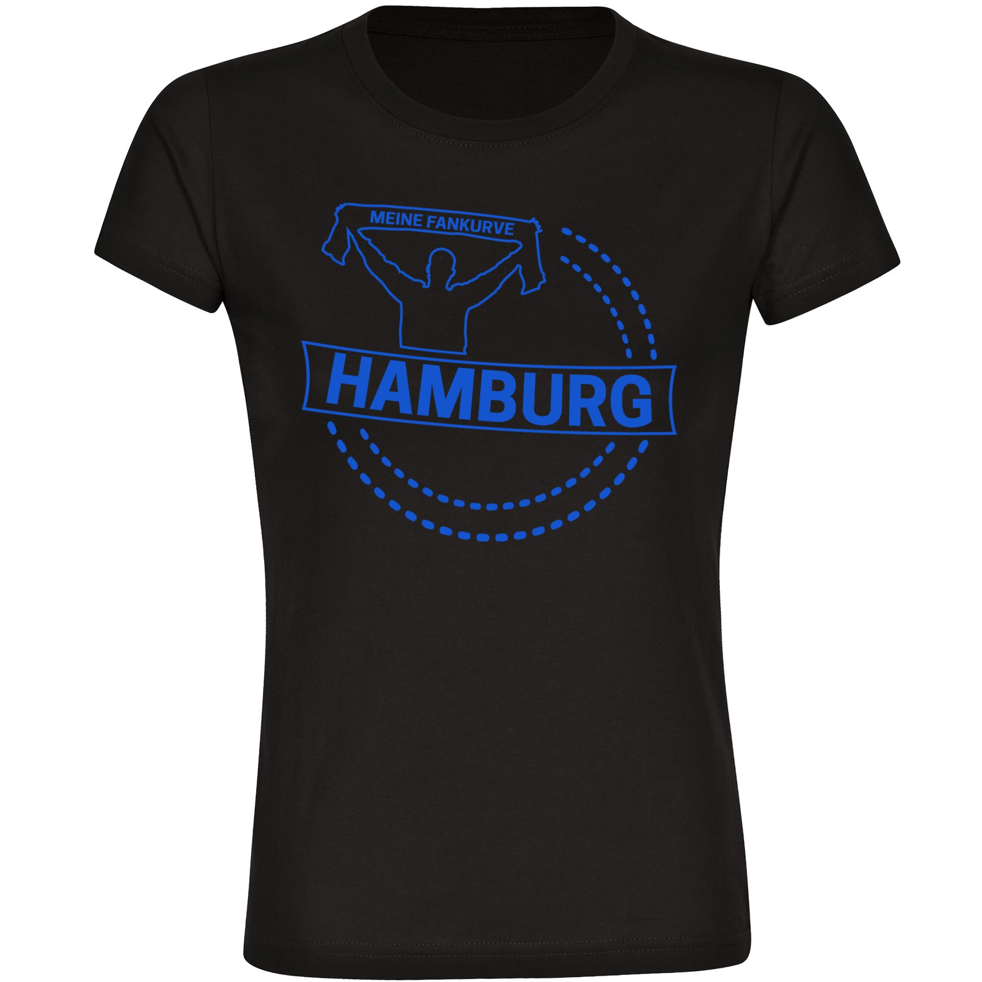 multifanshop® Damen T-Shirt - Hamburg - Meine Fankurve - Druck blau