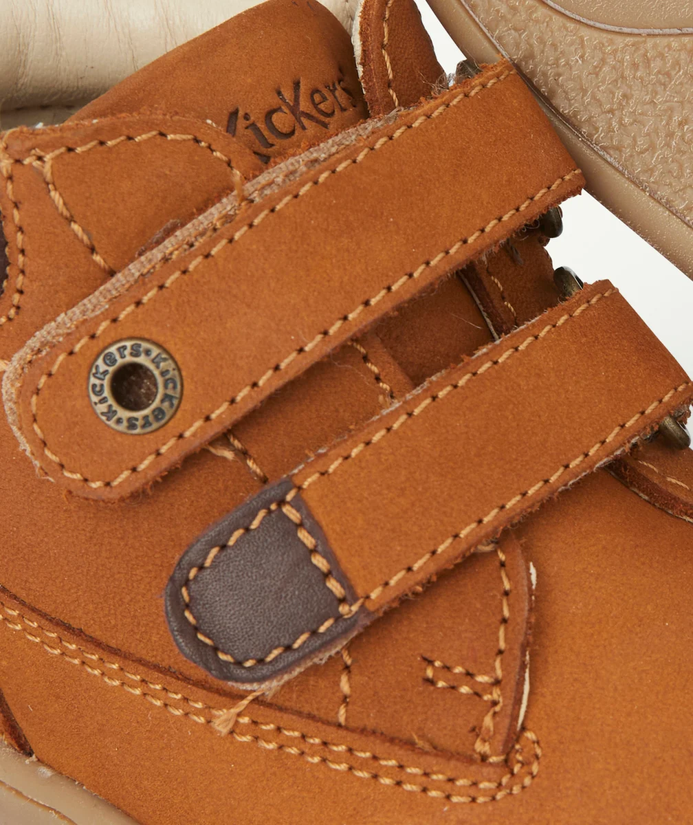 KICKERSBOTTINES À SCRATCH BÉBÉ EN CUIR CAMEL
