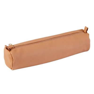 Clairefontaine - Trousse ronde - cuir naturel