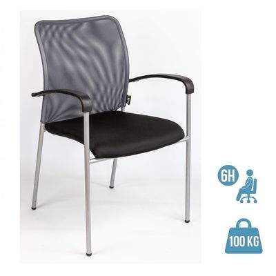 Chaise JULIA - avec accoudoirs - assise noire et dossier gris