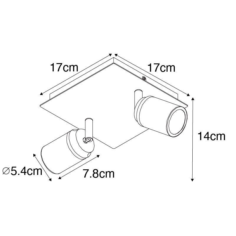 Moderne witte vierkante badkamerspot met 2 lampen, IP44 - Ducha