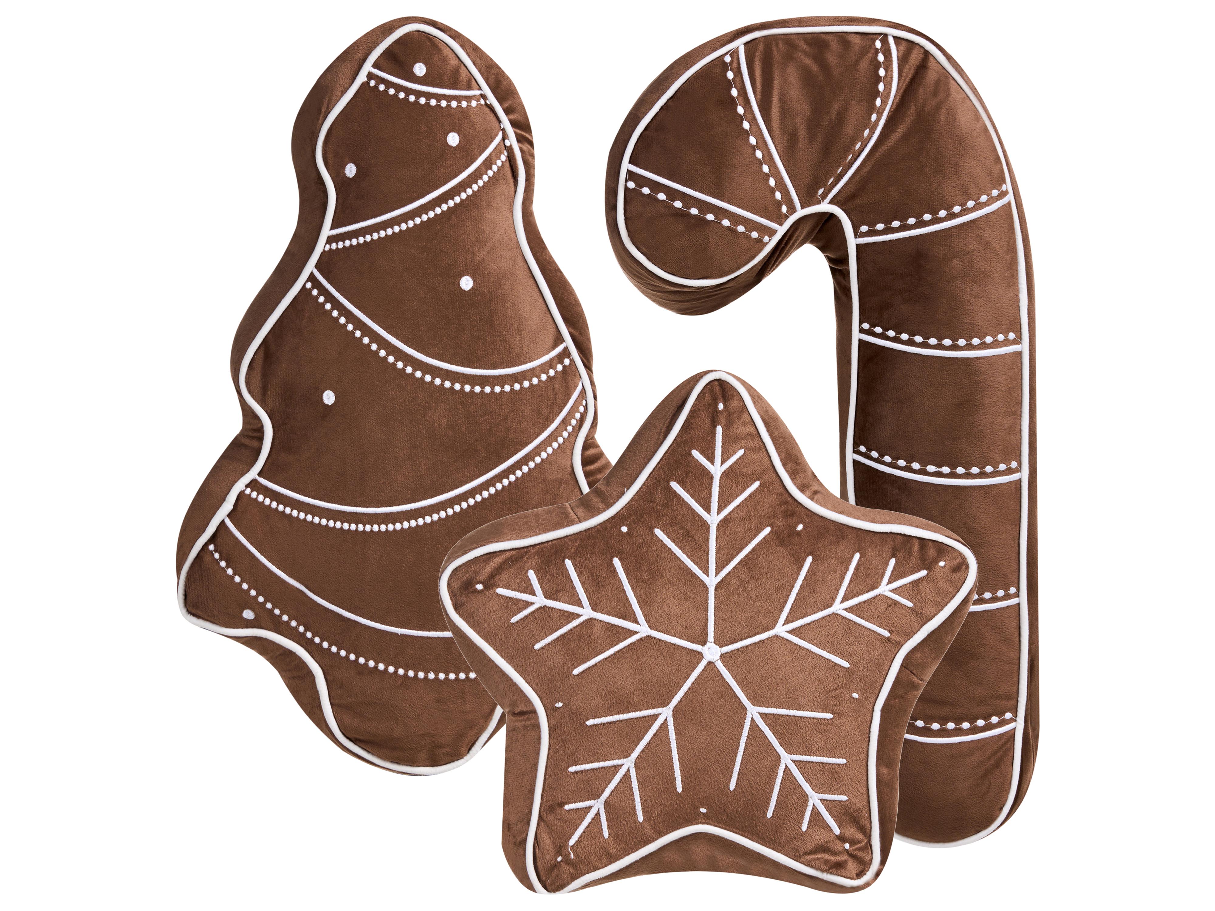 Set van 3 sierkussens JOLLYTRIO Fluweel 35 x 70 cm 40 x 60 cm 40 x 40 cm Bruin kerstmotief