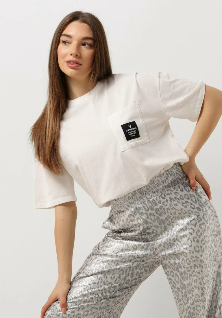 ALIX THE LABEL witte alix the label t-shirt ladies knitted label t-shirt